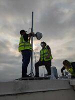Screenshot of Fastmetrics team installing a wireless antenna in the SOMa area of San Francisco