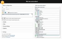 Screenshot of Report configuration