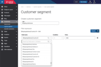 Screenshot of Customers segmentation in Sana Commerce. Customer segmentation is a marketing strategy that involves dividing a target market into subsets of customers that are similar in specific ways, for example, customers from a certain country or those customers who are essential for the business's prosperity.