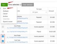 Screenshot of Synder payment synchronization
