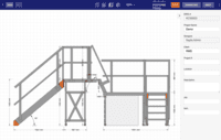 Screenshot of 2D side view for a fall safety platform LightningCAD application