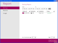 Screenshot of Backup report screen in AhsayOBM client backup software