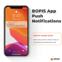 Screenshot of BOPIS app Push Notifications- Notify store staff when a pick-up order is placed so they can start picking and packing orders asap.