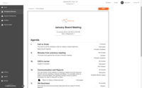 Screenshot of Board Portal - Meeting agenda overview with details on each section of agenda.