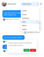 Screenshot of Team collaboration : Handover live conversations and reviews to team mates.