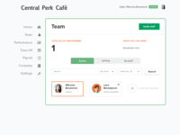 Screenshot of Access to team page and staff-related action
