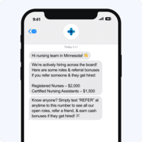 Screenshot of a text campaign, used to increase employee engagement.