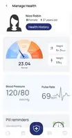 Screenshot of This feature enables users to track their health metrics, such as vital signs, height, and weight. It also allows them to save and view their health records and set reminders for taking medication. This feature encourages people to take an active role in managing their health for better overall results.