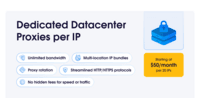 Screenshot of Unlimited bandwidth for large data volumes, the largest selection of locations, free geo-targeting and proxy rotation - all in Self-Service.