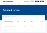 Screenshot of IBM Security Verify (for CIAM) - Privacy and Consent