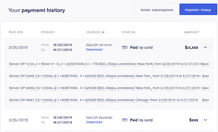 Screenshot of Payment history