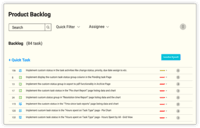 Screenshot of Product Backlog