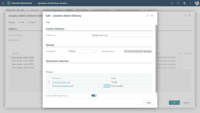 Screenshot of Batch management: Send out documents in batches, setting the sending email address for replies, and including attachments such as standard terms & conditions