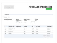 Screenshot of Automate the creation of purchase orders based on inventory thresholds.