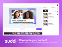 Screenshot of Repurpose your content with our in-built Studio for editing highlights and captions