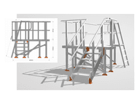Screenshot of 2D and 3D view for a fall safety platform LightningCAD application