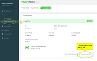 Screenshot of download all your employees payslips as a single zip file and then give them a printed copy.