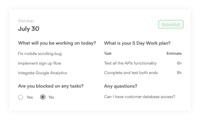 Screenshot of Employee-management software helps users oversee Turing engineer's work. With daily standups, regular performance reviews, and a dedicated timesheet, it helps users stay sync with hired developers.