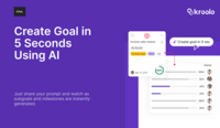 Screenshot of Goals - Goals and OKRs can be created in less than 5 seconds with Kroolo by defining a prompt to instantly generate them. Personal goals and OKRs can be created.
