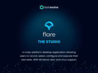 Screenshot of Flare by TestEvolve. Flare, the studio application, brings all of the available test run feature choices into a single desktop application.
