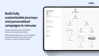 Screenshot of Event-based journeys can be built in minutes and help to create connections with customers. Journeys can include email, SMS, and in-app messaging for critical customer moments.