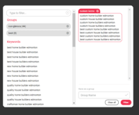 Screenshot of Filters -Segment your ranking data by specific keywords or keyword groups, location, URL or phone number.