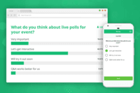 Screenshot of The survey feature is used to gain feedback from an audience. Live polls and Q&A sessions can be carried out during talks.