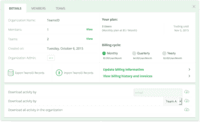 Screenshot of web-app organization settings