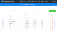 Screenshot of Invoices list
