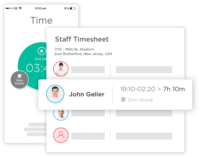 Screenshot of All working hours are recorded in employee timesheet; receive notifications when staff clock in and out