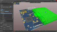 Screenshot of 3D Collision - Altium Designer's 3D PCB editor offers the ability to perform 3D collision testing as well as catching general component-to-component collisions. The user can position one component under another, or test if the loaded board fits correctly into the enclosure.