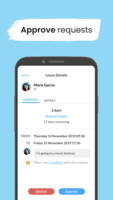 Screenshot of a request approval using Leave Dates, available on desktop, iOS and Android.