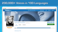Screenshot of voice talent profiles page