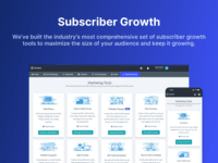 Screenshot of Subscriber growth tools to maximize audience size and keep it growing.