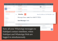 Screenshot of WhatsApp messages are synced to the HubSpot contact timeline