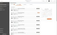 Screenshot of Board Portal - Overview of meetings. Can see past and upcoming meetings.