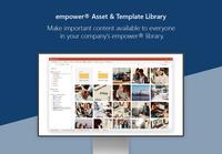 Screenshot of empower® Asset & Template Library: Make all important content available to everyone in your company’s empower® library, make updates and distribute the latest version to all colleagues with one click.