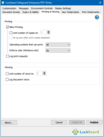 Screenshot of Safeguard Writer GUI (used to protect PDF files) - Print Tab