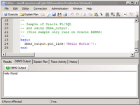 Screenshot of DBMS output Oracle PL/SQL