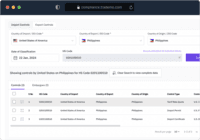 Screenshot of import and export controls for products