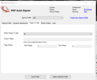 Screenshot of Configuration of Page to sign