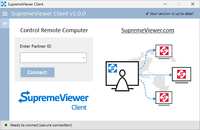 Screenshot of SupremeViewer Client. This allows users to connect and interact with remote computers and servers located anywhere in the globe via internet. The users can install or run this application on their local computer and use it to connect to a remote computer where the SupremeViewer Server is installed.