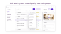 Screenshot of Test editing, completed manually or by recording new steps