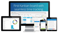 Screenshot of Kanban Tool on various supported devices.