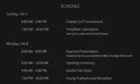 Screenshot of Event Schedule
Includes the dates and times for each workshop, meeting, seminar and other schedule items that will be occurring during the event.