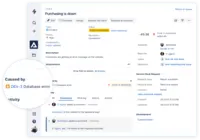 Screenshot of Stay in the loop with developers. y linking Jira Service Desk with Jira Software, IT and developer teams can collaborate on one platform to fix incidents faster and push changes with confidence.