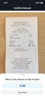 Screenshot of a picture of a receipt snapped from a smartphone