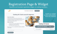 Screenshot of No code registration page and widgets to install anywhere