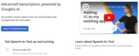 Screenshot of adding Speech-to-Text to apps - The video pictures covers how to add AI to an application without extensive machine learning model experience. The pretrained Speech-to-Text API lets users enable AI for applications.