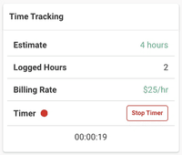 Screenshot of Financial Cents Time and Billing Tracking Feature